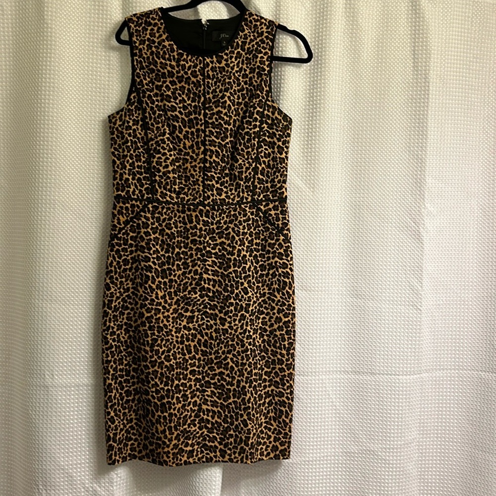 J. Crew Sleeveless Leopard Print Sheath Dress in Brown and Black